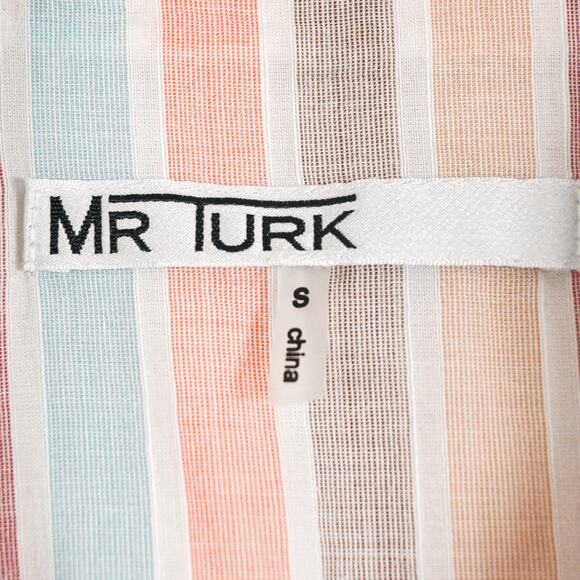 MR TURK Men's Short Sleeve Button up Shirt pastel stripe cotton sz Small - Picture 4 of 6